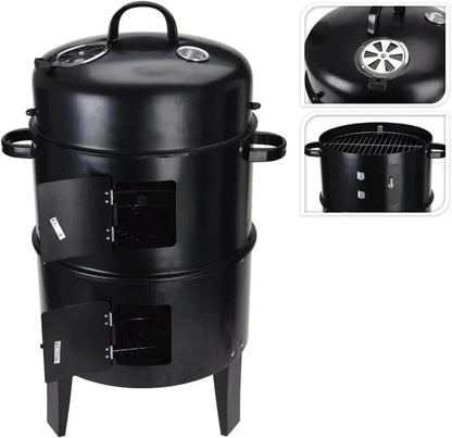 3 in 1 BBQ Charcoal Grill Barbecue Smoker &amp; Hangers Outdoor Cooker