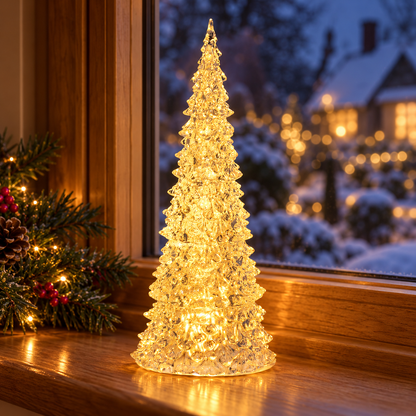 Acrylic Christmas Tree with Warm White LED Light, 27cm